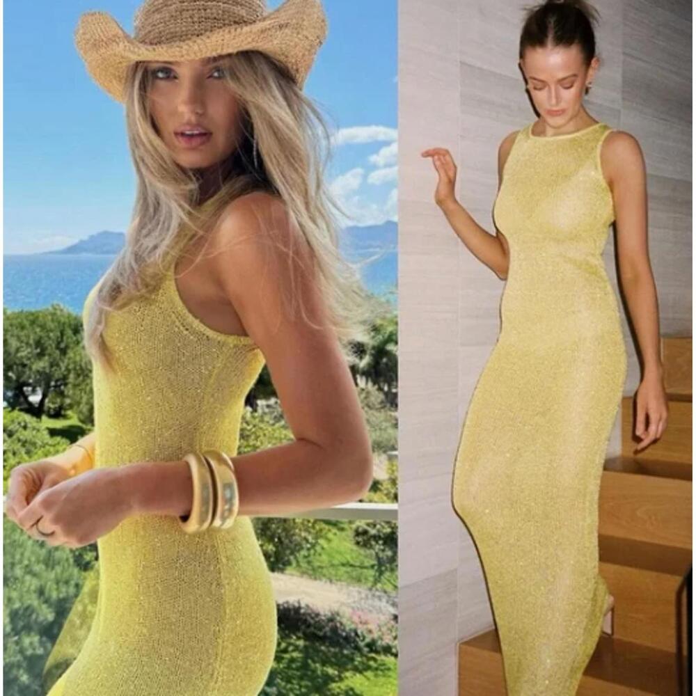 ASTA RESORT Natalia Dress - Chartreuse Sequin